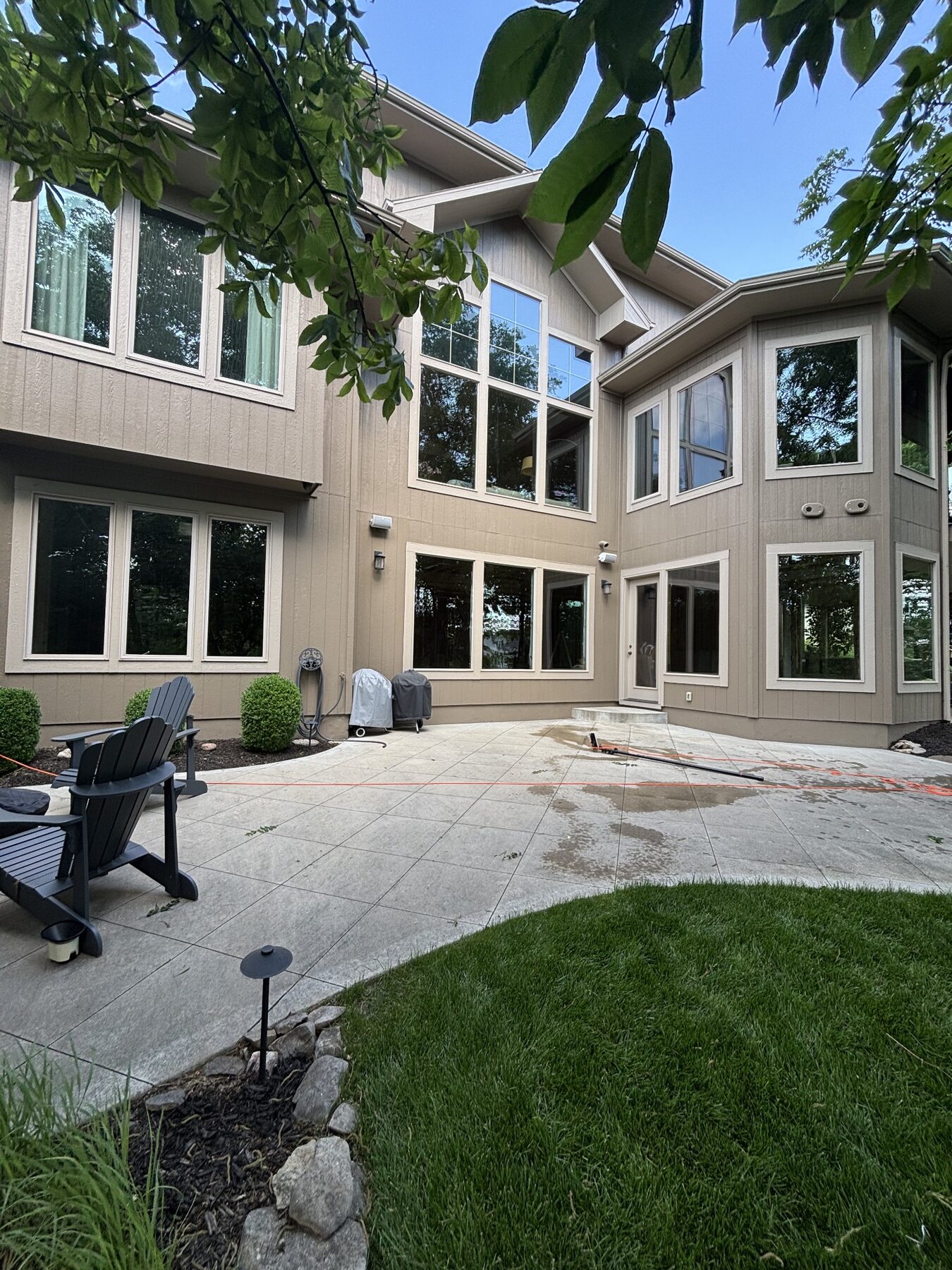 Large lake home after professional window cleaning